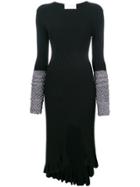 Esteban Cortazar Contrast-cuff Midi Dress - Black