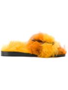 Boyy Furry Buckled Slides - Yellow & Orange