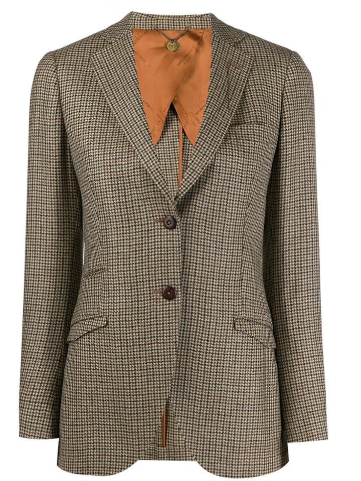 Maurizio Miri Herringbone Check Jacket - Neutrals