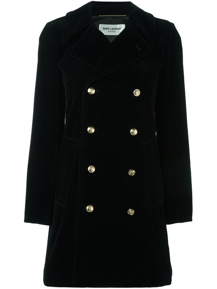 Saint Laurent Buttoned Short Coat, Women's, Size: 36, Black, Cotton