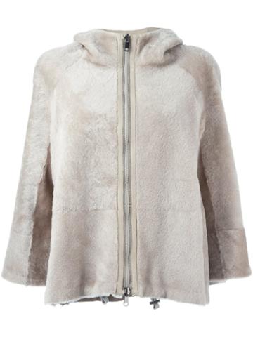 Brunello Cucinelli Reversible Hooded Jacket, Women's, Size: 40, Nude/neutrals, Sheep Skin/shearling/acetate/brass