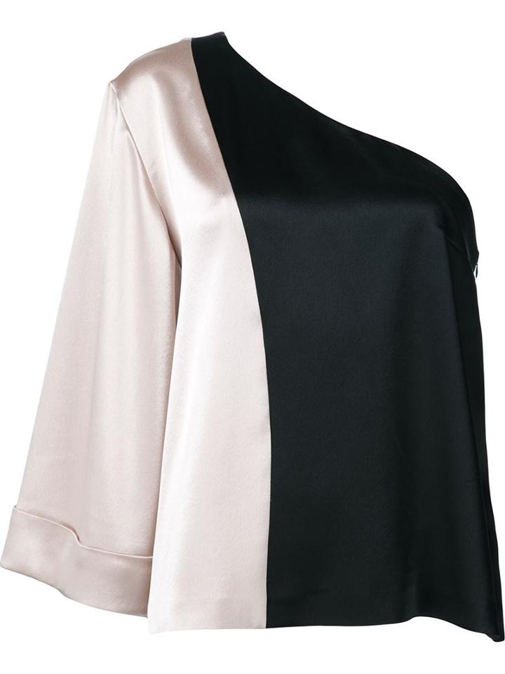 Natasha Zinko One Shoulder Bell Sleeve Blouse, Women's, Size: 40, Black, Triacetate/polyester