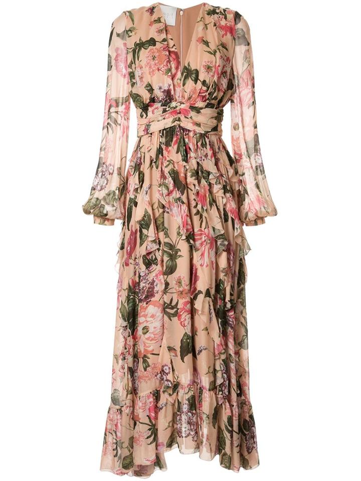 Ingie Paris Floral Print Flared Dress - Neutrals