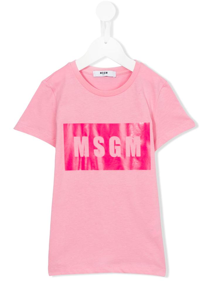 Msgm Kids - Logo Print T-shirt - Kids - Cotton - 6 Yrs, Girl's, Pink/purple