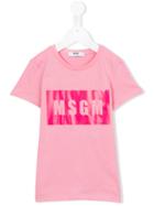 Msgm Kids - Logo Print T-shirt - Kids - Cotton - 6 Yrs, Girl's, Pink/purple