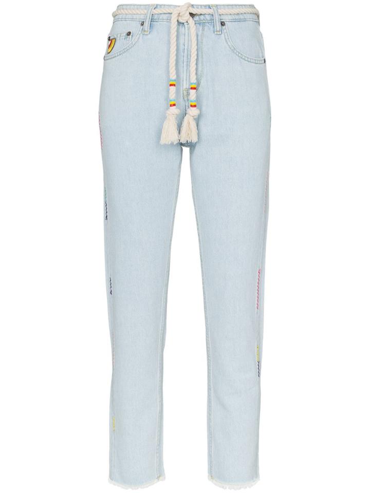 Mira Mikati Rope Belt Cropped Jeans - Blue