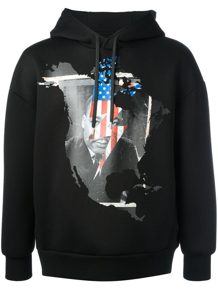 Neil Barrett Martin Luther King Hoodie, Size: Medium, Black, Viscose/polyurethane