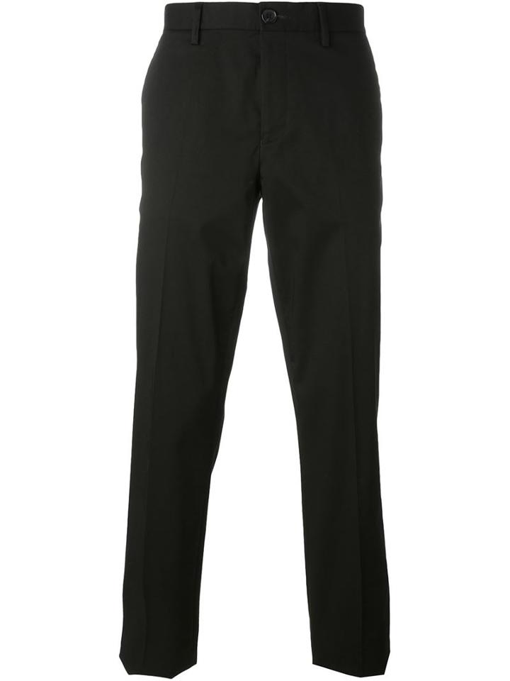 Ps Paul Smith Front Pleated Trousers, Men's, Size: 38, Black, Cotton/spandex/elastane