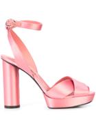 Oscar De La Renta Crossover Patform Sandals - Pink & Purple