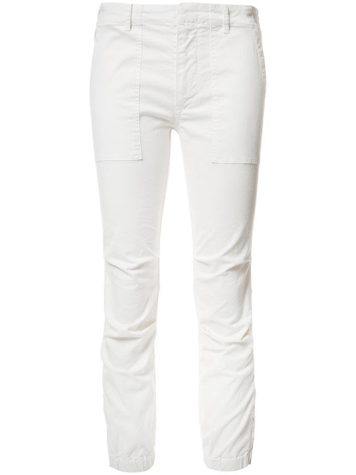 Nili Lotan Cropped Military Trousers, Women's, Size: 2, White, Cotton/spandex/elastane