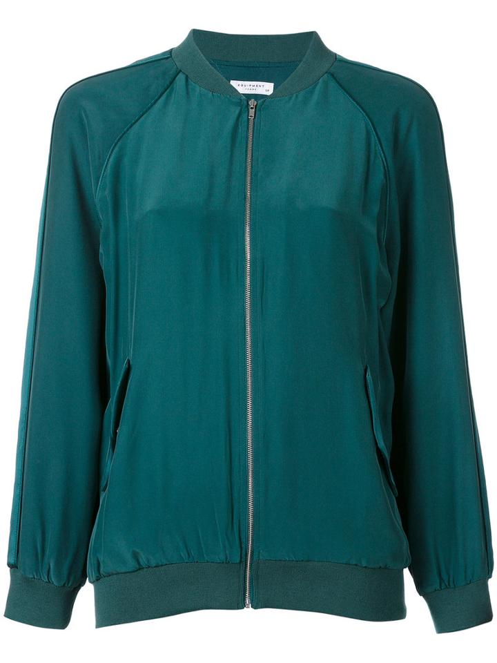Equipment - Bomber Jacket - Women - Silk - M, Blue, Silk