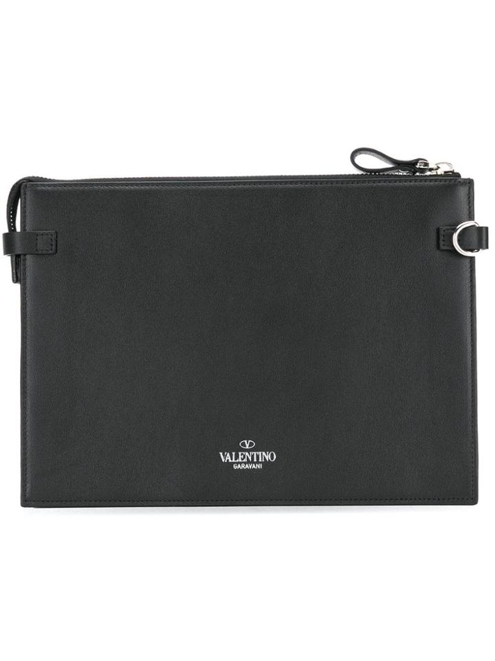 Valentino Handle Flat Pouch - Black