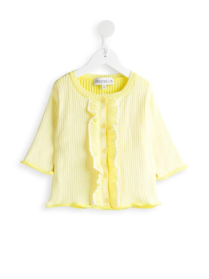 Simonetta Ruffled Cardigan, Girl's, Size: 10 Yrs, Yellow/orange