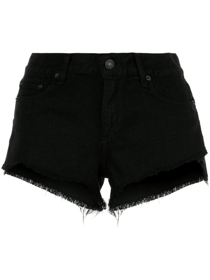 Rag & Bone Raw Uneven Hem Shorts - Black