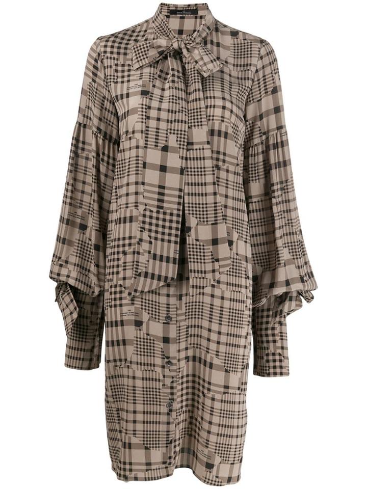 Rokh Check Pattern Dress - Brown