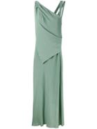 One Shoulder Maxi Dress - Women - Silk/acetate - 42, Green, Silk/acetate, Erika Cavallini
