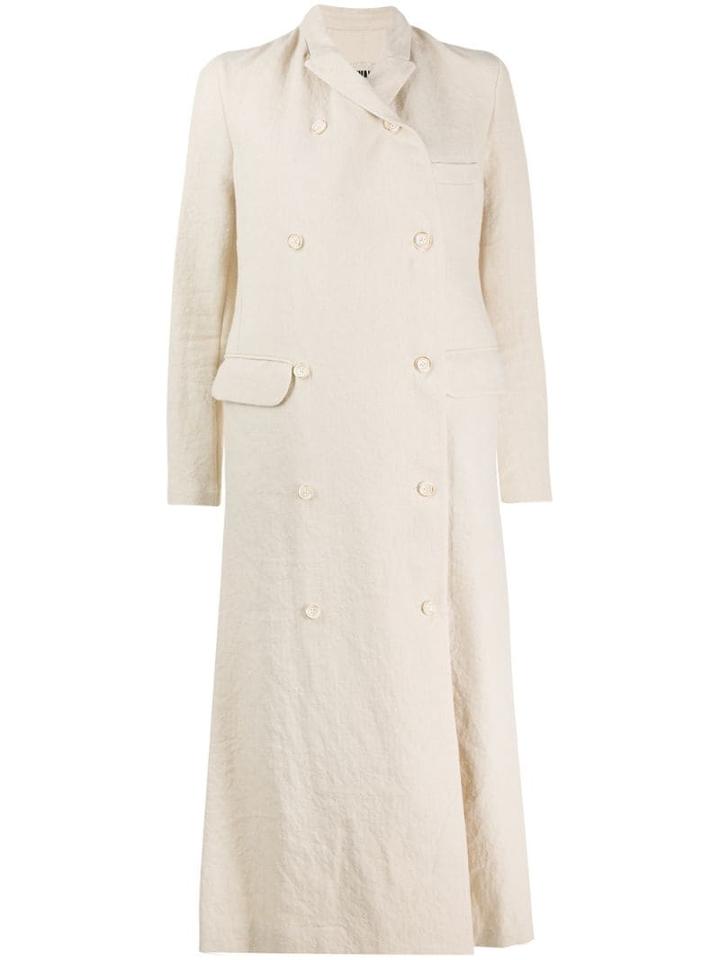 Uma Wang Double-breasted Linen Coat - Neutrals