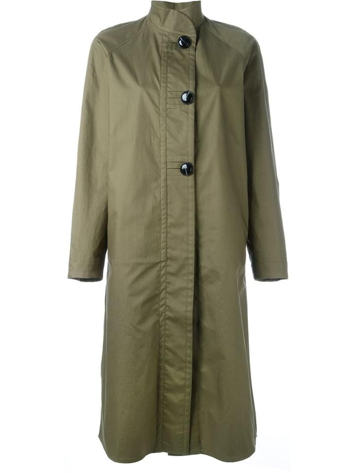 Lemaire Stand Collar Coat, Women's, Size: 38, Green, Cotton/polyurethane