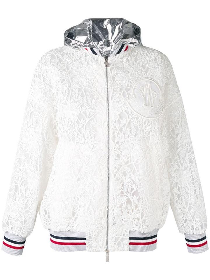 Moncler Embroidered Hooded Jacket - White