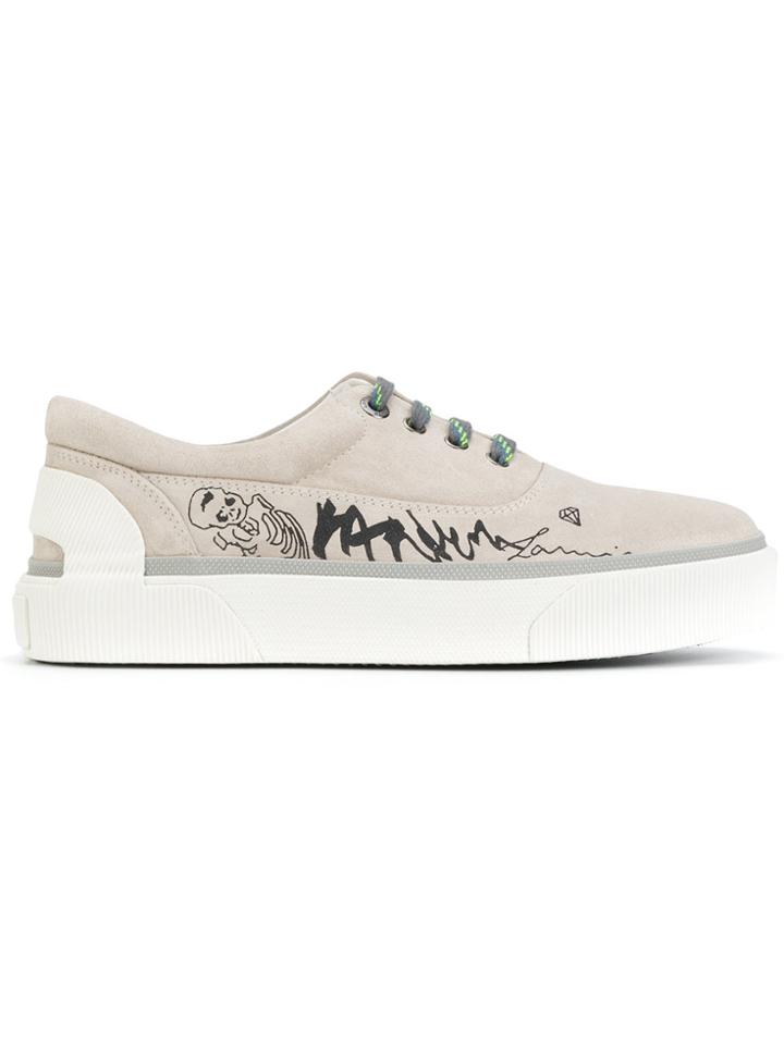 Lanvin Vulcanized Skull Graffiti Sneakers - Grey