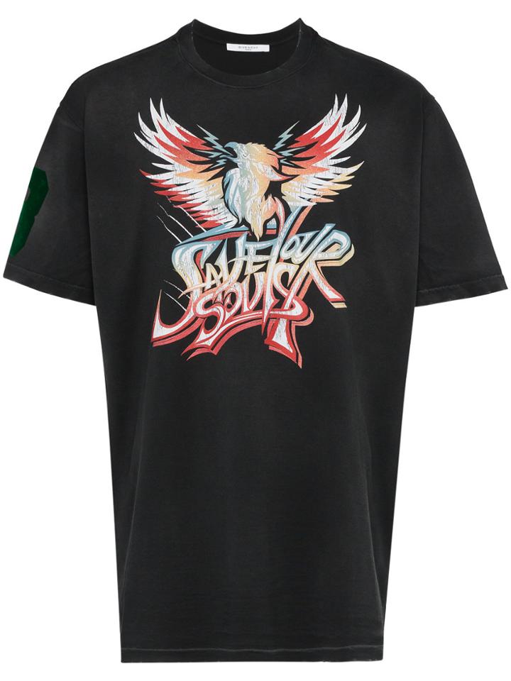 Givenchy Save Our Souls Print Cotton T Shirt - Black