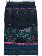 Sacai Sheer Overlay Skirt, Women's, Size: 9, Blue, Cotton/polyester