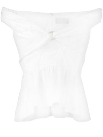 Peter Pilotto - Bardot O-ring Blouse - Women - Cotton - 10, White, Cotton
