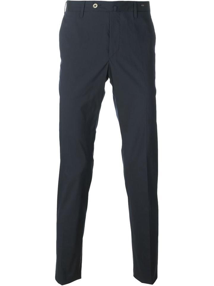 Pt01 Tailored Trousers, Men's, Size: 52, Blue, Cotton/polyamide/spandex/elastane