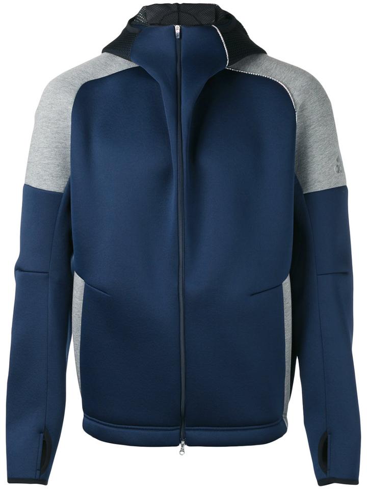 Adidas By Kolor Hooded Zipped Jacket, Men's, Size: Small, Blue, Cotton/polyester/polyurethane