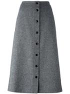 Alice+olivia Button Down A-line Skirt, Women's, Size: 6, Grey, Acrylic/polyester/wool