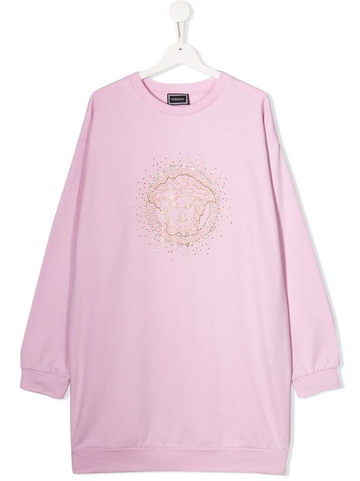 Young Versace Teen Logo Sweatshirt Dress - Pink