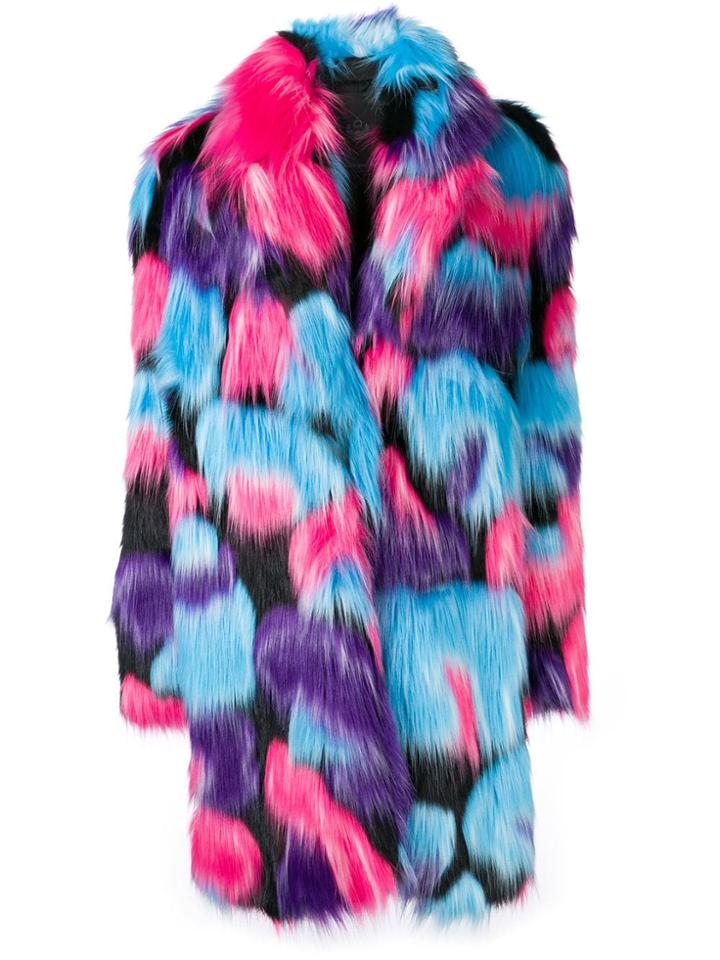 Frankie Morello Faux Fur Coat - Pink & Purple