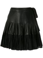 Andrea Bogosian Piter Ruflle Leather Skirt - Black