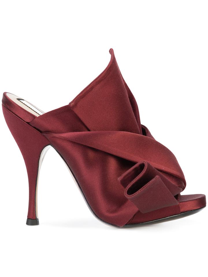 No21 Abstract Bow High-heel Mules - Red