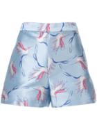 Alice+olivia Embroidered Fitted Shorts - Blue