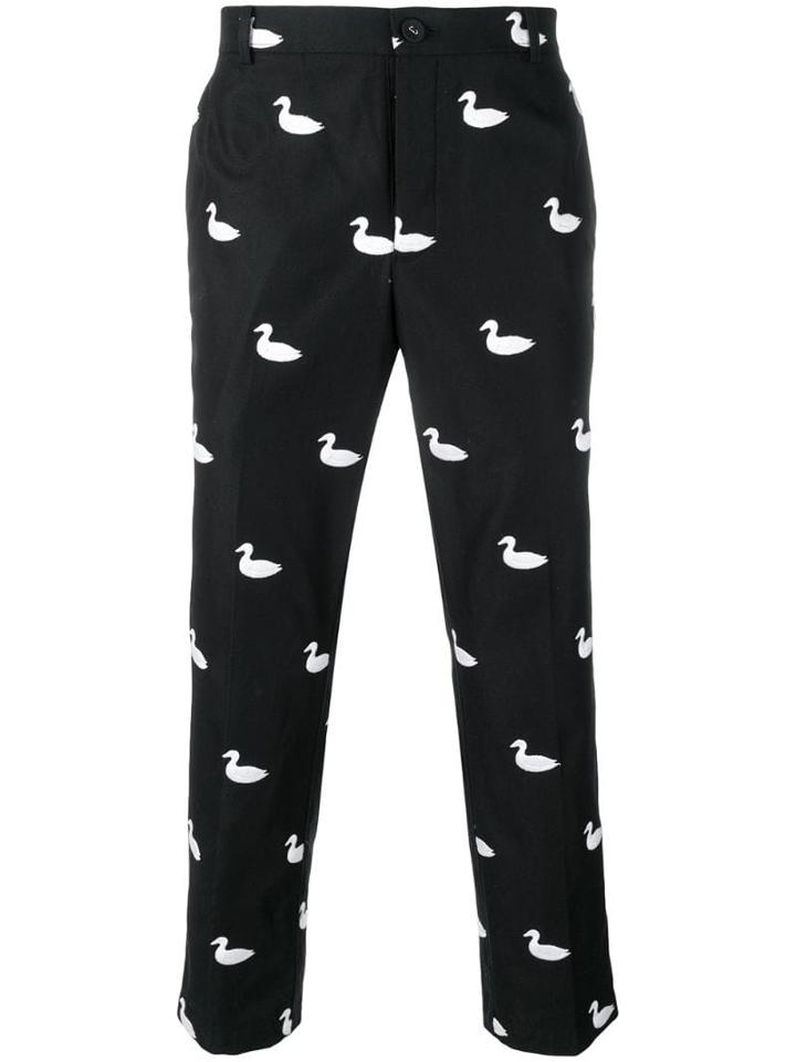 Thom Browne Duck Embroidery Cotton Chino - Black