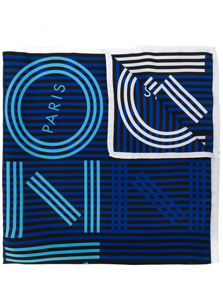 Kenzo Striped Logo Scarf - Blue