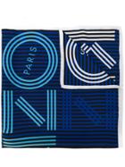 Kenzo Striped Logo Scarf - Blue