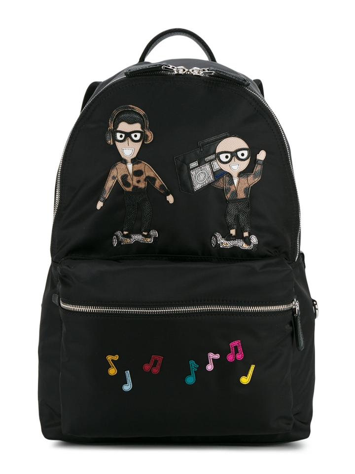 Dolce & Gabbana Patch Embroidered Backpack - Black
