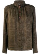 Emanuel Ungaro Vintage 1980's Crocodile Print Shirt - Brown