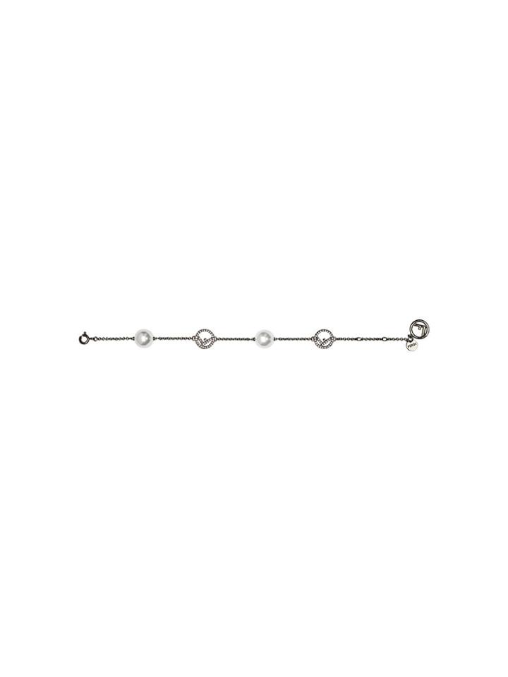 Fendi Logo Charm Chain Bracelet - F18a5-ruthenium Ultra Blac