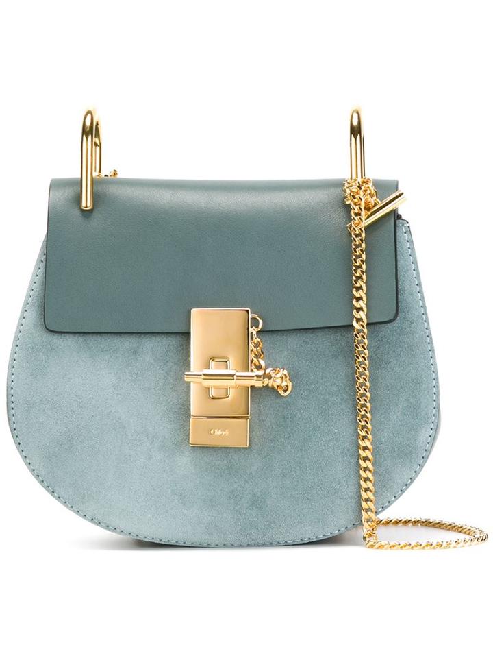Chloé 'drew' Shoulder Bag, Women's, Blue, Calf Leather