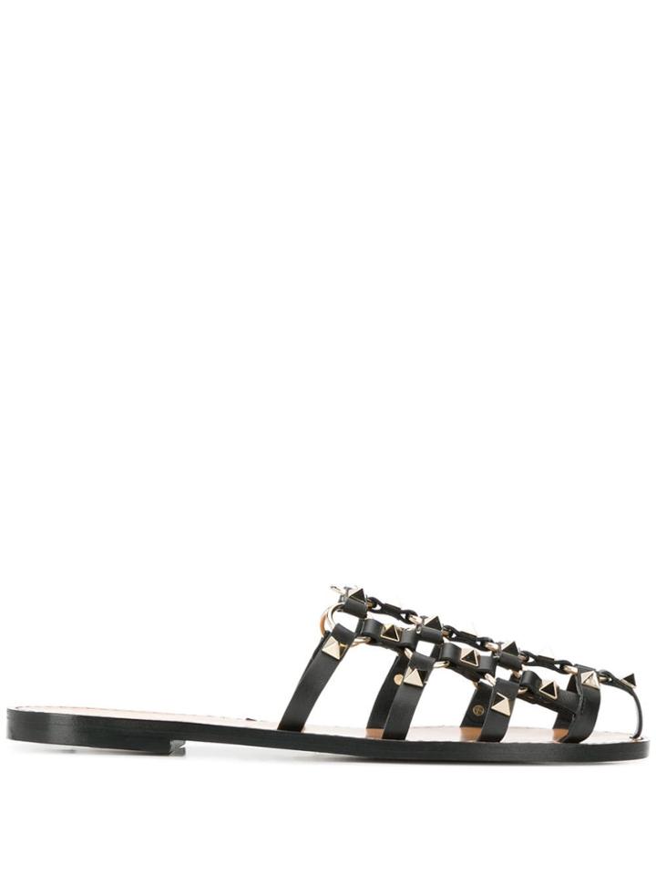 Valentino Valentino Garavani Rockstud Flat Sandals - Black