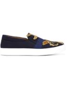 Christian Pellizzari Embellished Slip-on Sneakers, Men's, Size: 43, Blue, Leather/acrylic/cotton/metal Other