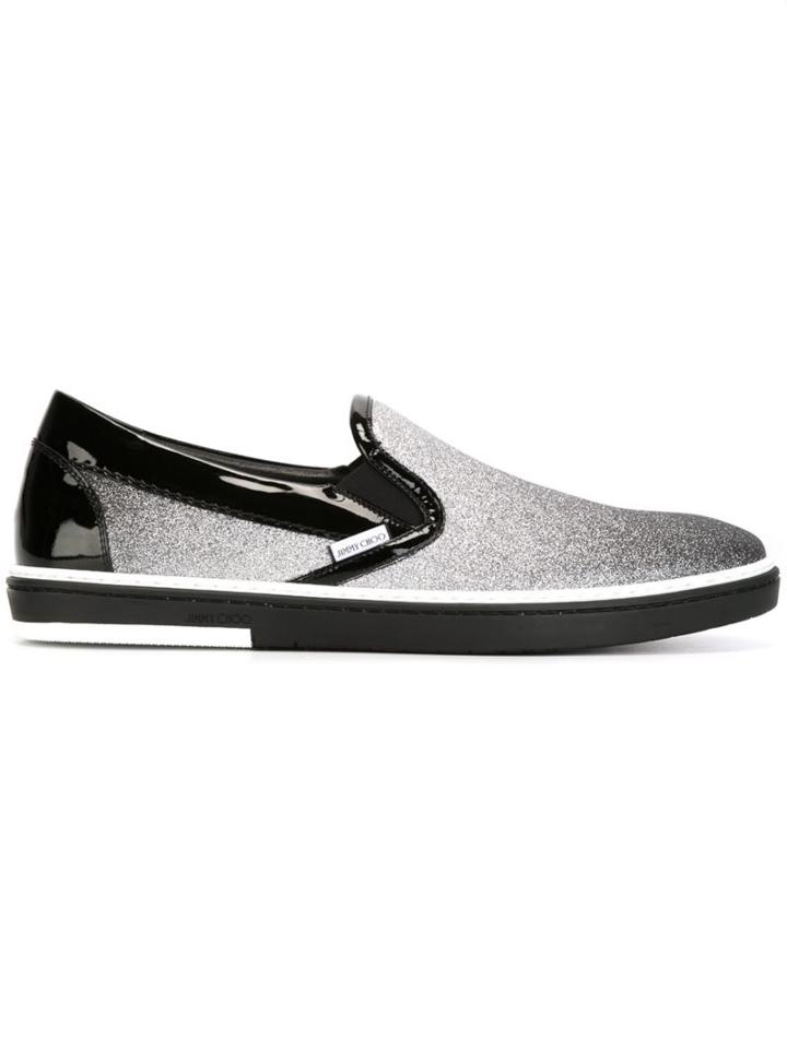 Jimmy Choo Grove Slip-on Sneakers, Men's, Size: 42, Black, Leather/patent Leather/rubber/metallic Fibre