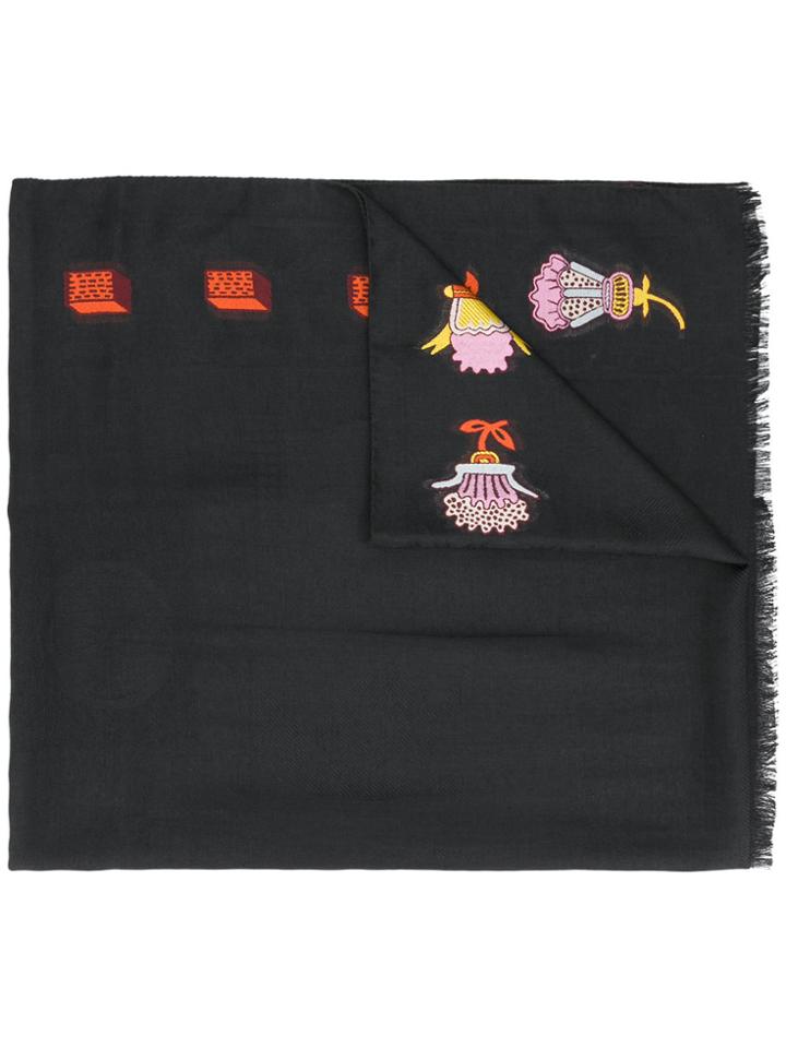 Valentino Counting Print Scarf - Black