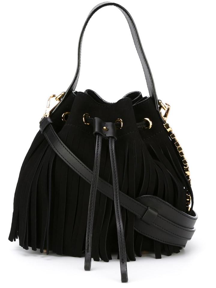Moschino Fringed Bucket Tote, Women's, Black