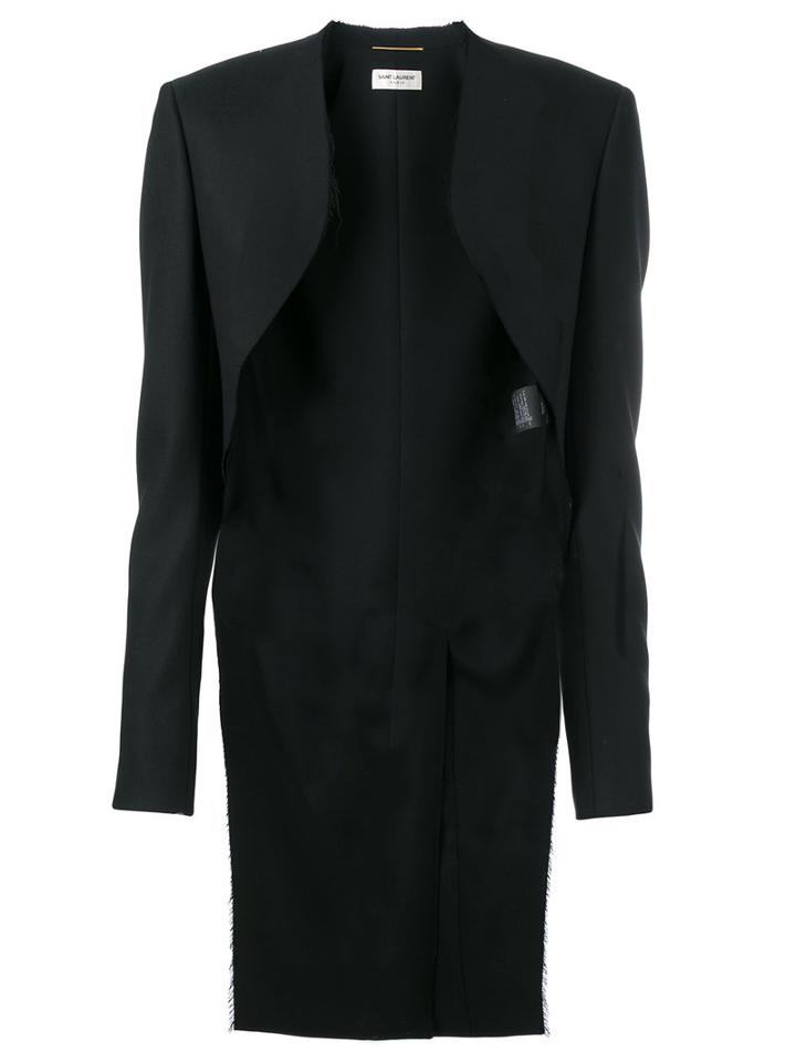 Saint Laurent Frayed Tailcoat Jacket, Women's, Size: 38, Black, Silk/mohair/virgin Wool