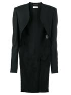Saint Laurent Frayed Tailcoat Jacket, Women's, Size: 38, Black, Silk/mohair/virgin Wool