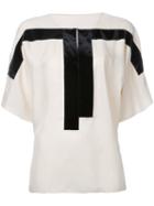 Ms Min - Contrast Panel Blouse - Women - Cupro/viscose - 6, Nude/neutrals, Cupro/viscose